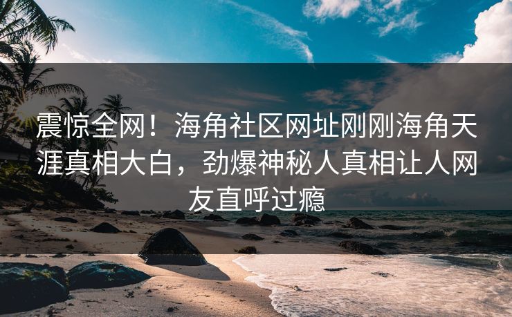 震惊全网！海角社区网址刚刚海角天涯真相大白，劲爆神秘人真相让人网友直呼过瘾