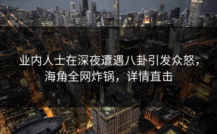 业内人士在深夜遭遇八卦引发众怒，海角全网炸锅，详情直击